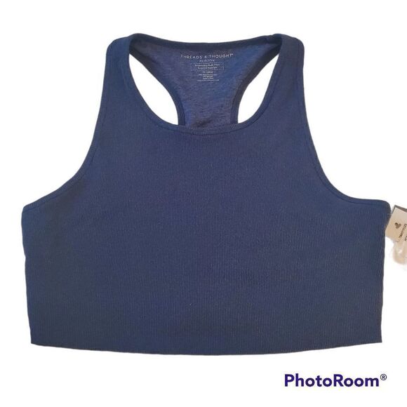 NWT Threads 4 thought blue ribbed bra crop XXL - Picture 1 of 11